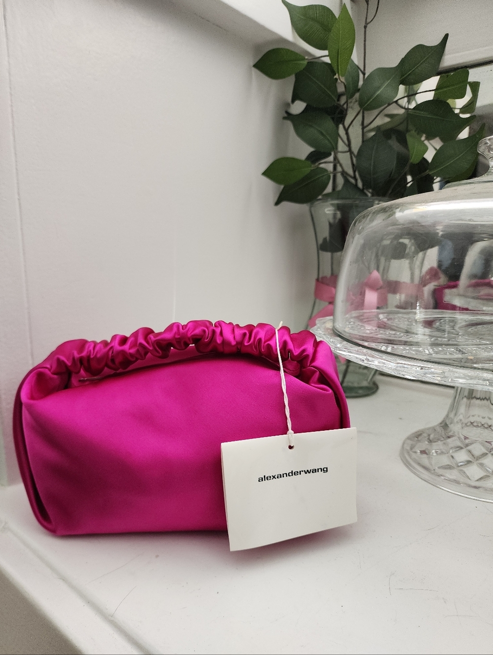 ALEXANDER WANG Scrunchie Satin Mini Bag - Hot Pink - Picture 2 of 5